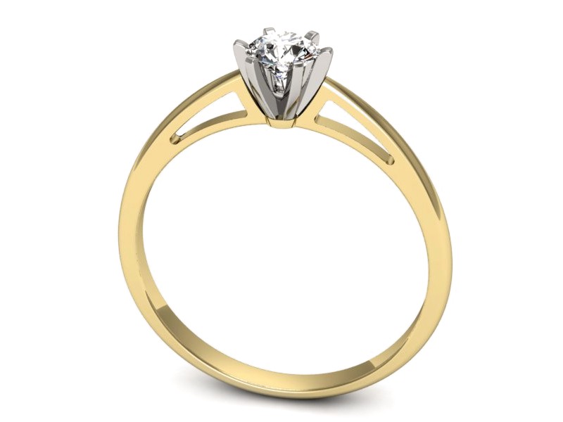 Pierścionek z diamentem żółte i białe złoto - p16343zb — zdjęcie 3