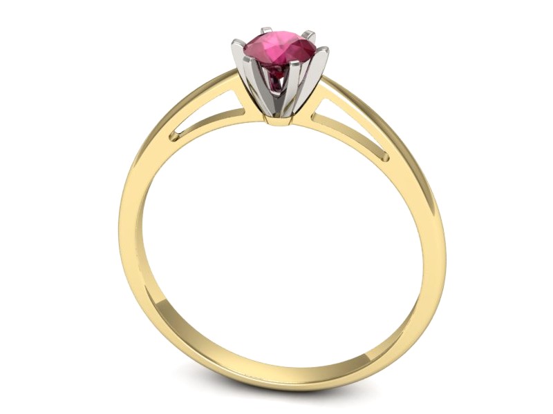 Pierścionek z rubinem żółte białe złoto - p16343zbr — zdjęcie 3