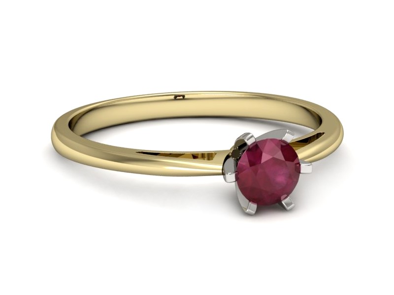 Pierścionek z rubinem żółte białe złoto - p16343zbr — zdjęcie 2