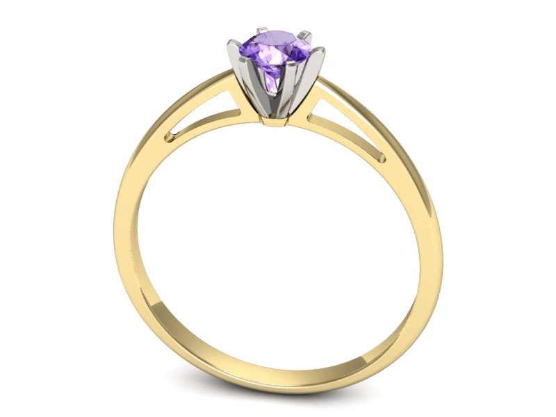 Pierścionek z tanzanitem żółte białe złoto - p16343zbt — zdjęcie 3