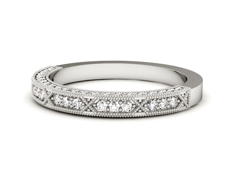 Pierścionek obrączka z brylantami białe złoto - p16345b — zdjęcie 2