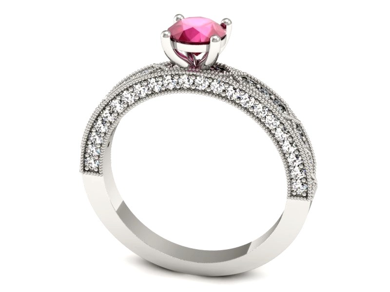 Pierścionek z rubinem i brylantami białe złoto - p16346br — zdjęcie 3