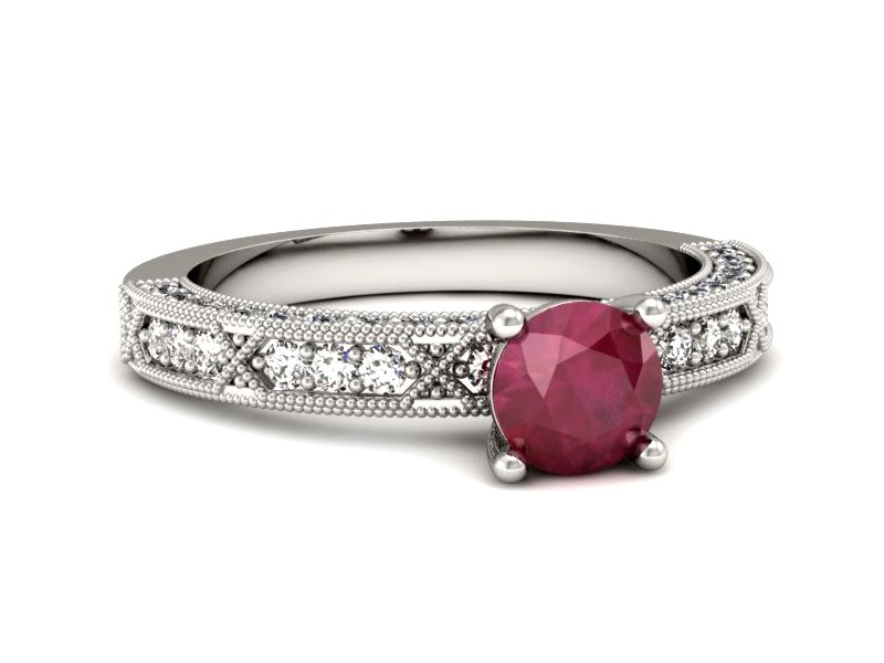 Pierścionek z rubinem i brylantami białe złoto - p16346br — zdjęcie 2