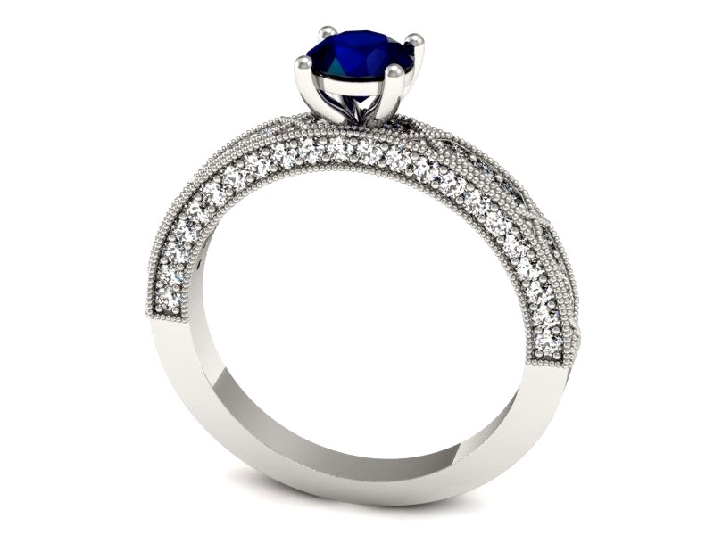 Pierścionek z szafirem i brylantami białe złoto - p16346bsz — zdjęcie 3
