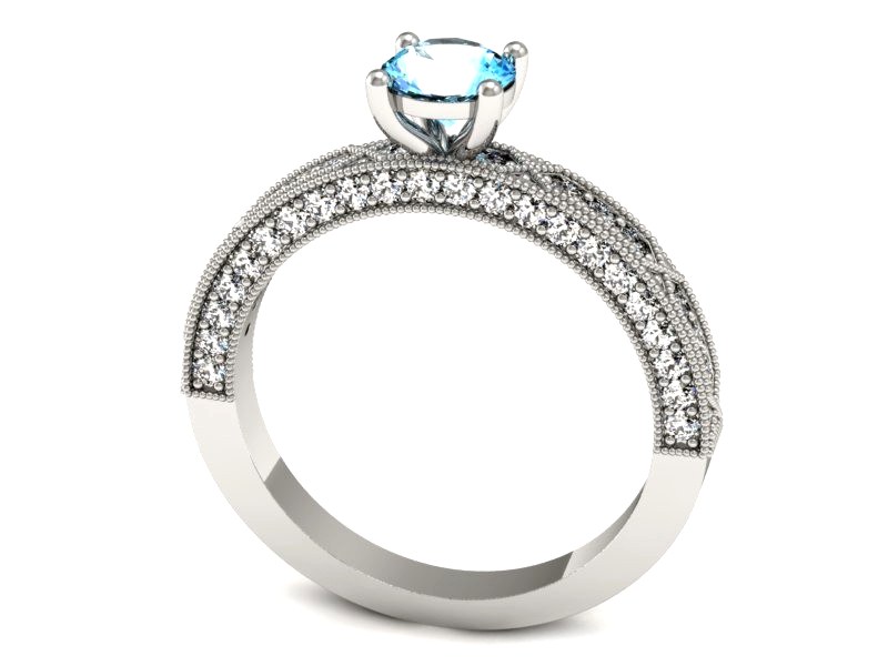 Pierścionek z topazem i brylantami białe złoto - p16346btp — zdjęcie 3