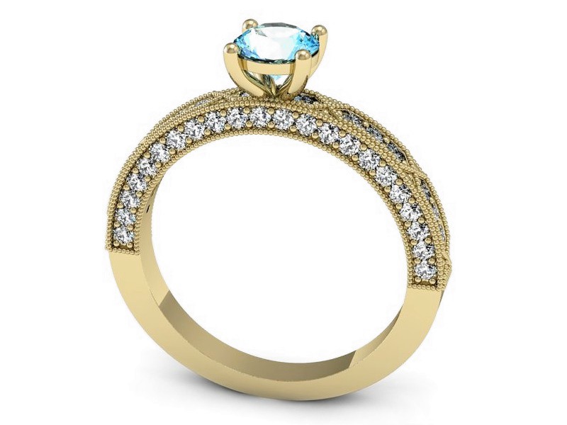 Złoty pierścionek z topazem i brylantami - p16346ztp — zdjęcie 3