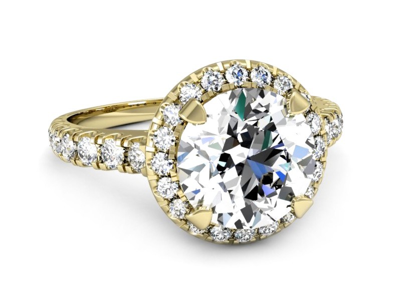 Złoty pierścionek z brylantami żółte złoto - p16348z — zdjęcie 2