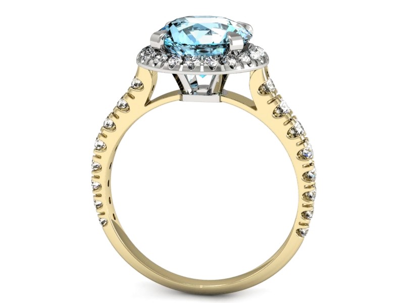 Złoty pierścionek z topazem i brylantami - p16348zbtp — zdjęcie 3