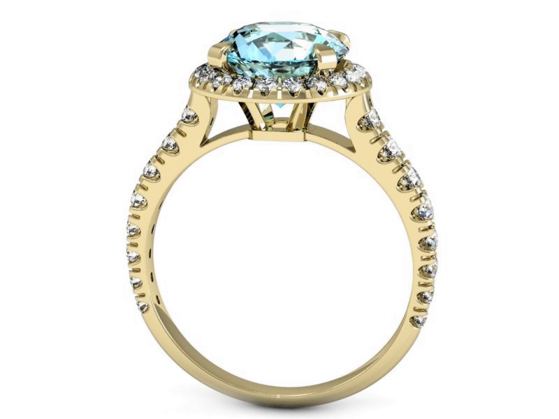 Złoty pierścionek z topazem i brylantami - p16348ztp — zdjęcie 3