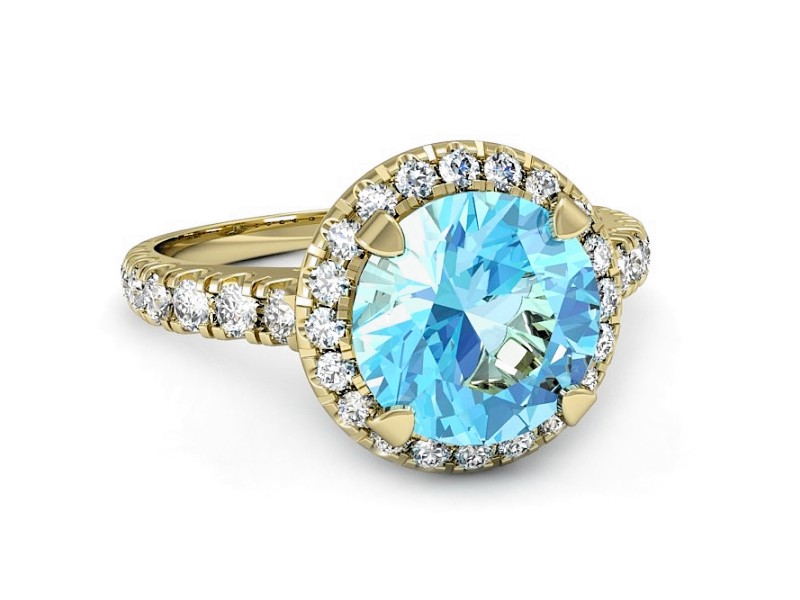 Złoty pierścionek z topazem i brylantami - p16348ztp — zdjęcie 2