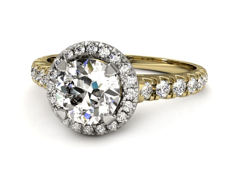 Pierścionek z brylantami żółte i białe złoto - p16349zb — zdjęcie 2