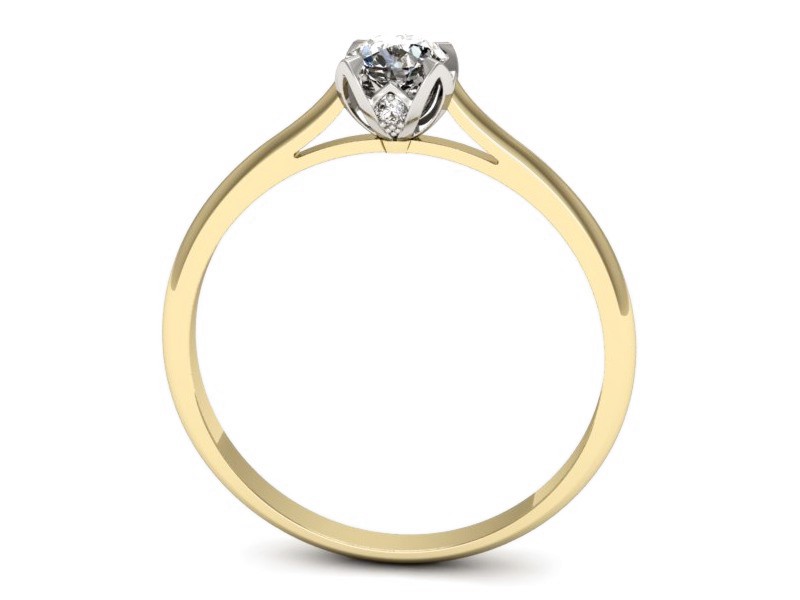 Pierścionek z diamentami żółte i białe złoto - p16350zb — zdjęcie 3