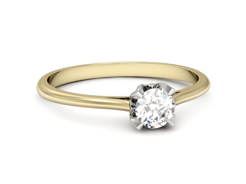 Pierścionek z diamentami żółte i białe złoto - p16350zb — zdjęcie 2