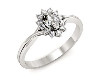 Pierścionek zaręczynowy z diamentami białe złoto - p16351b - 1