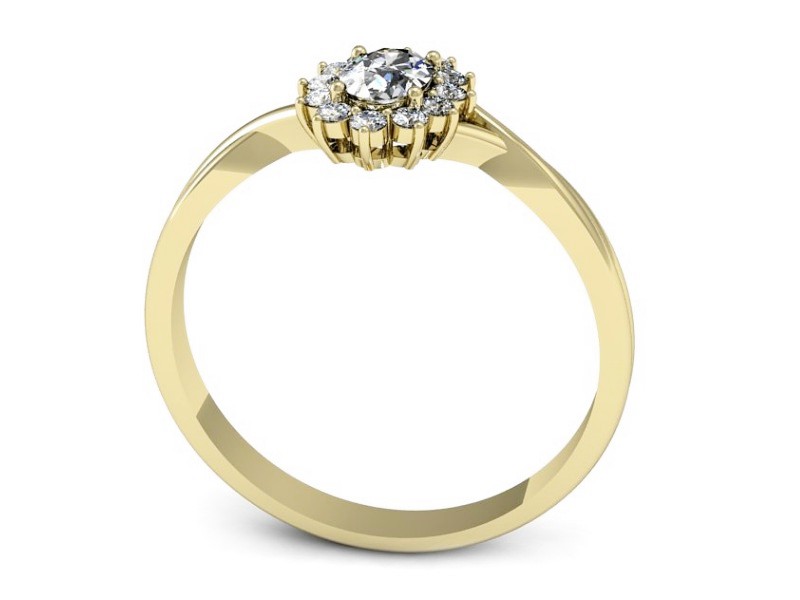 Pierścionek z diamentami z białego i żółtego złota - p16351z — zdjęcie 3