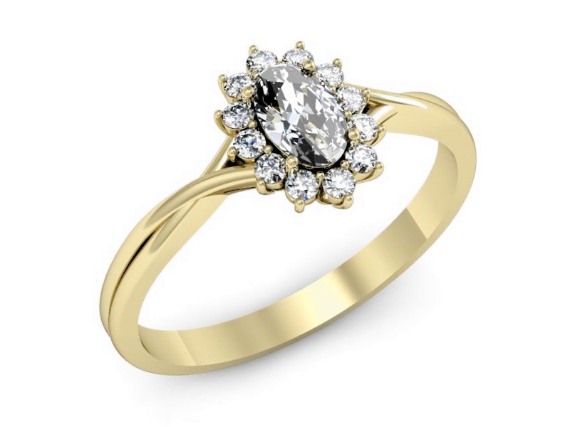 Pierścionek z diamentami z białego i żółtego złota - p16351z