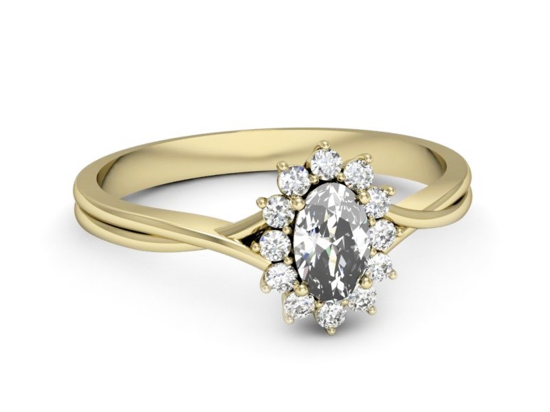 Pierścionek z diamentami z białego i żółtego złota - p16351z — zdjęcie 2