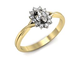 Złoty pierścionek z diamentami żółte złoto 585 - p16351zb