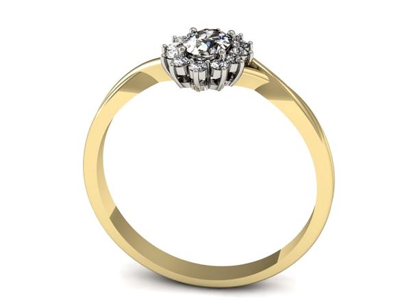 Złoty pierścionek z diamentami żółte złoto 585 - p16351zb