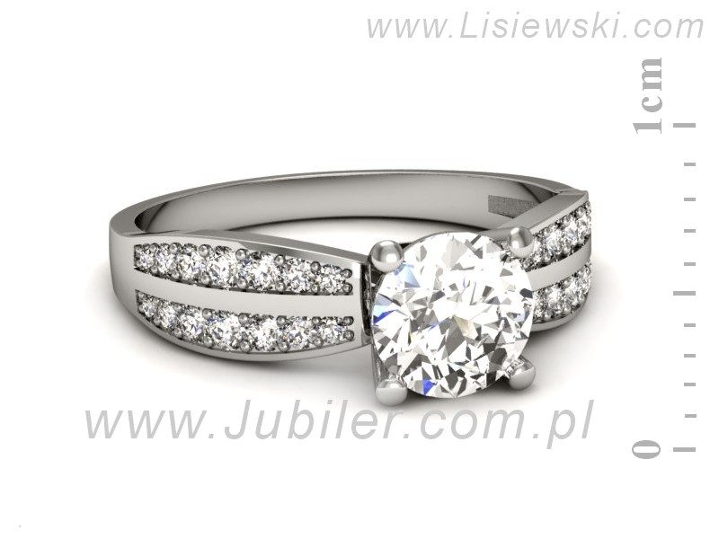 Złoty pierścionek z brylantami białe złoto - p16354b — zdjęcie 2