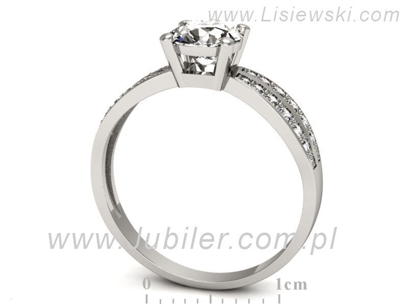 Złoty pierścionek z brylantami białe złoto - p16354b — zdjęcie 3