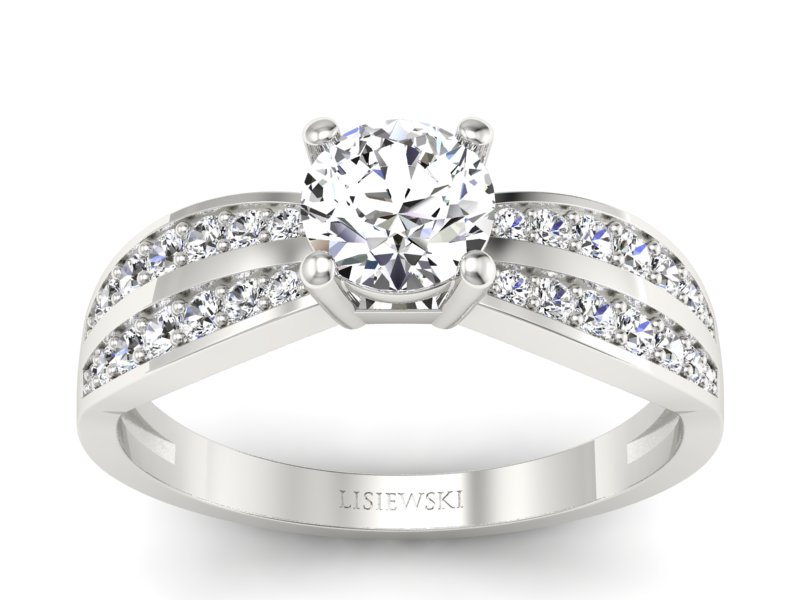 Złoty pierścionek z brylantami białe złoto - p16355b