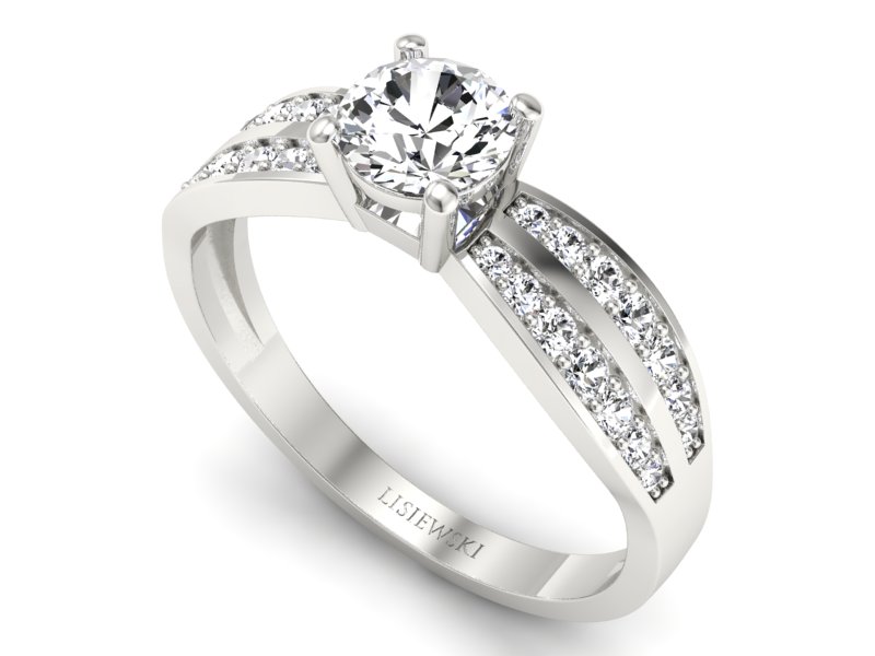 Złoty pierścionek z brylantami białe złoto - p16355b — zdjęcie 3