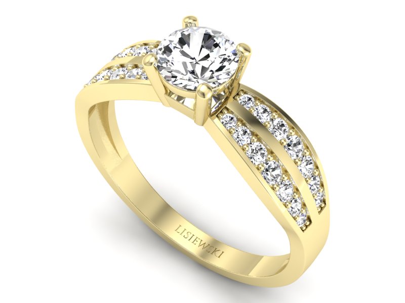 Złoty pierścionek z brylantami żółte złoto - p16355z — zdjęcie 3