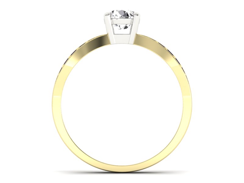 Złoty pierścionek z brylantami białe żółte złoto - p16355zb — zdjęcie 2