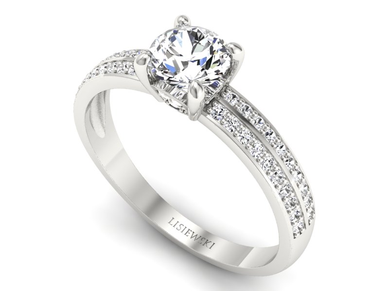 Złoty pierścionek z brylantami białe złoto - p16356b — zdjęcie 3