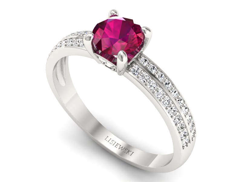 Pierścionek z rubinem i brylantami białe złoto - p16356br — zdjęcie 3