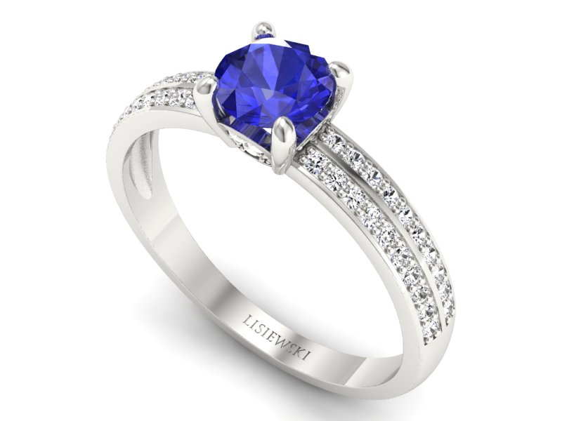 Pierścionek z szafirem i brylantami - p16356bszc — zdjęcie 3