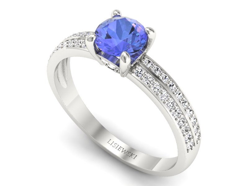 Pierścionek z tanzanitem białe złoto i brylantami - p16356bt — zdjęcie 3