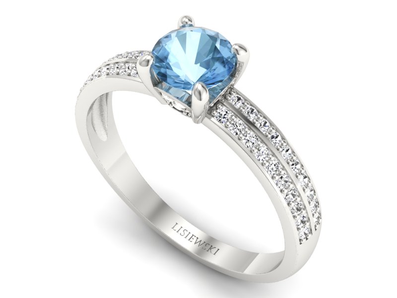 Pierścionek z topazem i brylantami białe złoto - p16356btp — zdjęcie 3