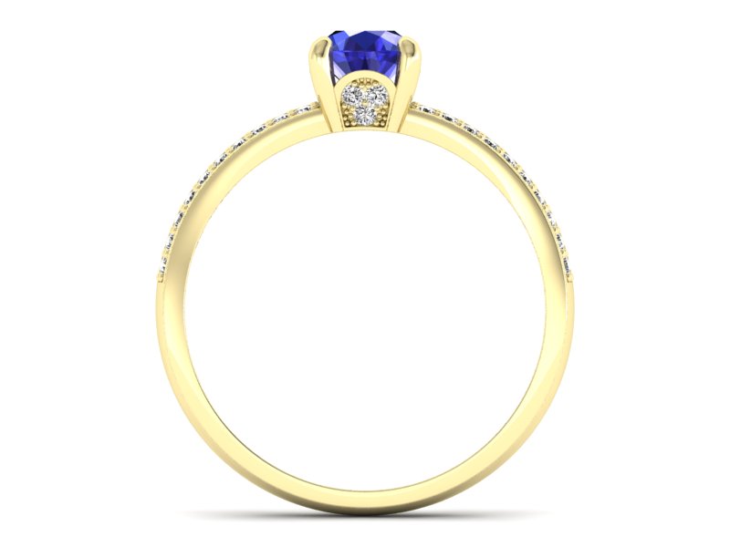Złoty pierścionek z szafirem i brylantami - p16356zszc — zdjęcie 2