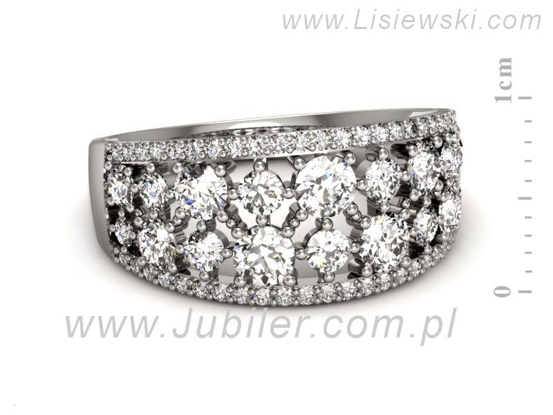 Złoty pierścionek z brylantami białe złoto - p16360b — zdjęcie 2