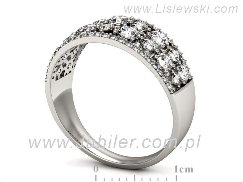 Złoty pierścionek z brylantami białe złoto - p16360b — zdjęcie 3