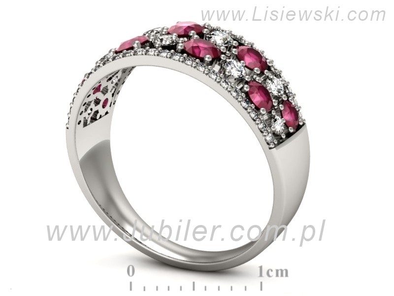 Złoty pierścionek z rubinami i brylantami - p16360br — zdjęcie 3