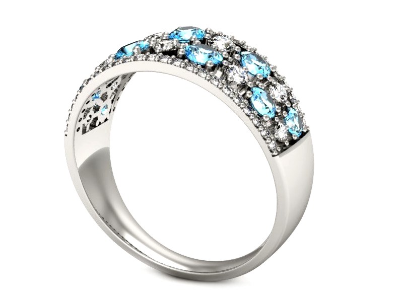Pierścionek białe złoto z topazami i brylantami - p16360btp — zdjęcie 3