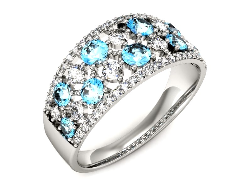Pierścionek białe złoto z topazami i brylantami - p16360btp