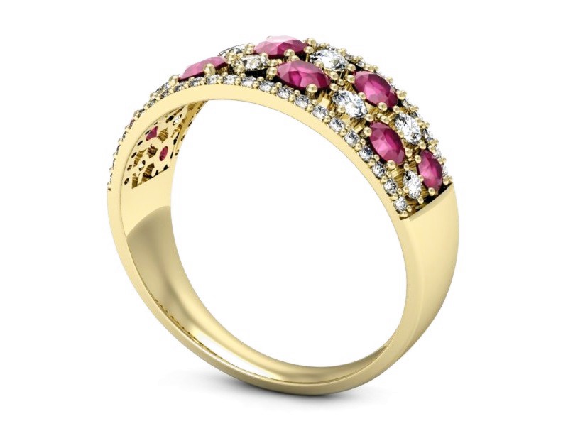 Pierścionek z rubinami i brylantami żółte złoto - p16360zr — zdjęcie 3
