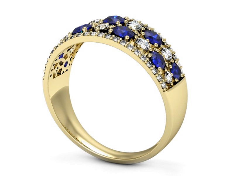 Pierścionek szafirami i diamentami żółte złoto - p16360zszc — zdjęcie 3