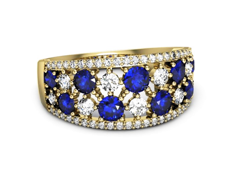 Pierścionek szafirami i diamentami żółte złoto - p16360zszc — zdjęcie 2