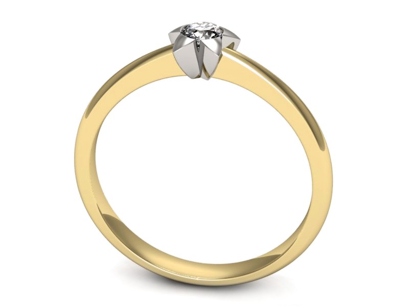 Pierścionek z brylantem żółte i białe złoto - p16361zb — zdjęcie 3