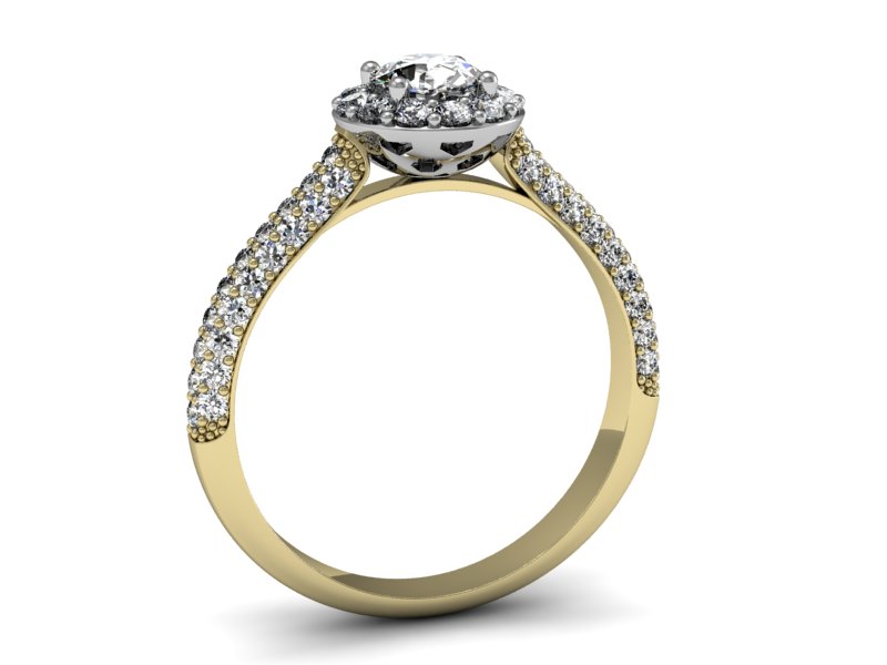 Pierścionek z diamentami żółte i białe złoto - p16364zb — zdjęcie 3