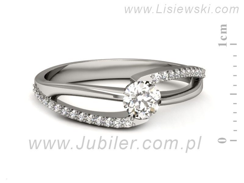 Złoty pierścionek z brylantami białe złoto - p16368bV — zdjęcie 2