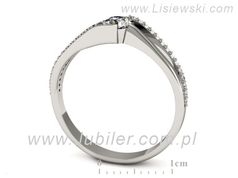 Złoty pierścionek z brylantami białe złoto - p16368bV — zdjęcie 3
