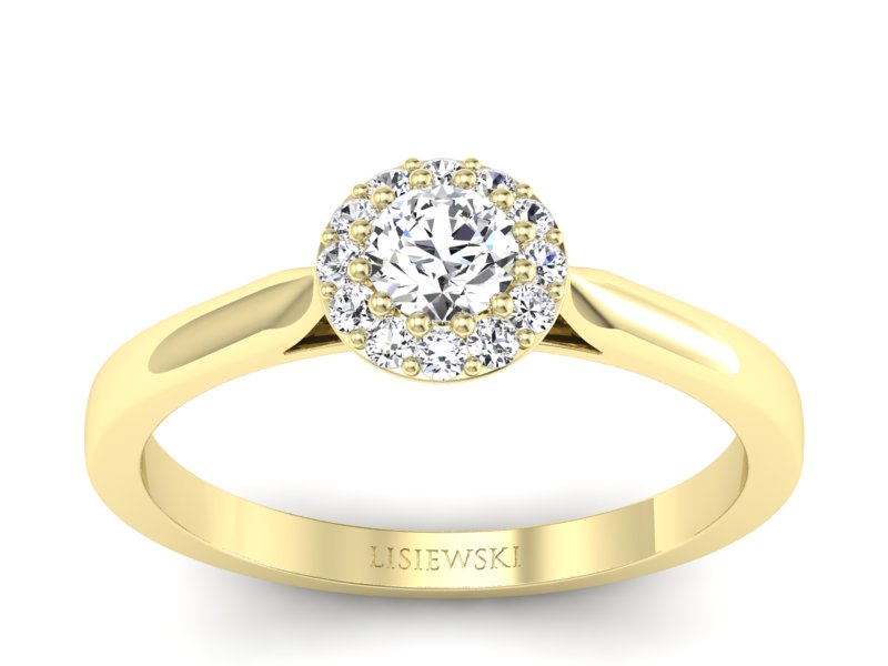 Złoty pierścionek z brylantami żółte złoto - p16370z