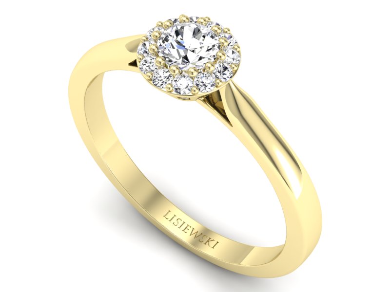 Złoty pierścionek z brylantami żółte złoto - p16370z — zdjęcie 3