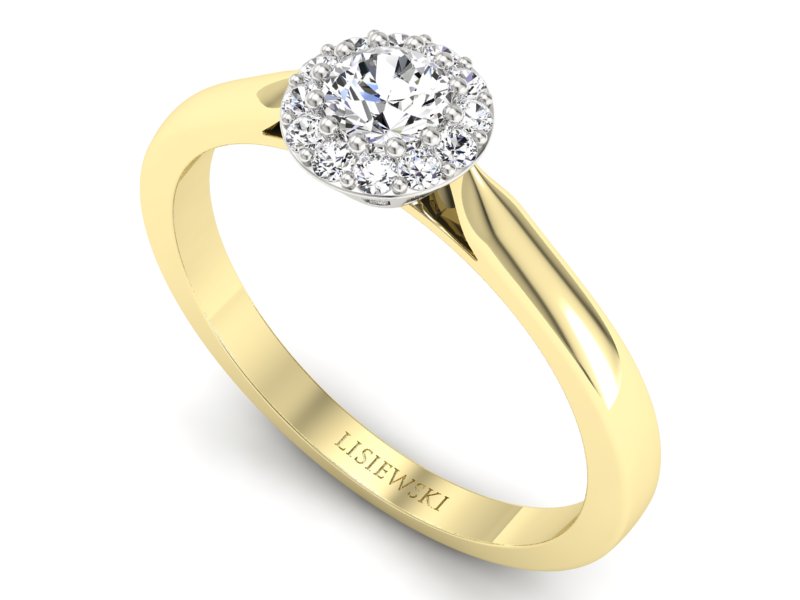 Pierścionek z brylantami żółte i białe złoto - p16370zb — zdjęcie 3